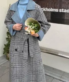 【極美品】ABITOKYO 配色 チェック柄ロングチェスターコート 完売品
