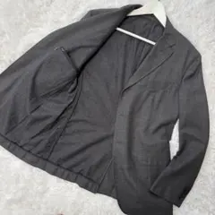 イタリア製★hLam（ラム）テーラードジャケット グレー グレンチェック48 L