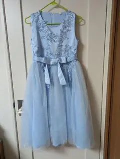 値下げ★水色刺繍ノースリーブドレス160