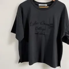 ルノンキュール　接触冷感ロゴTシャツ　刺繍チャコール