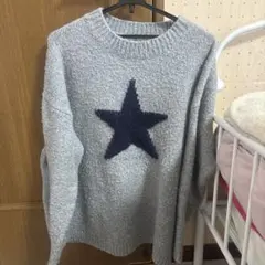 SHEIN グレー 星モチーフ ニットセーター 長袖