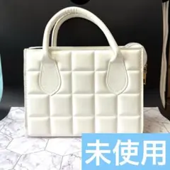 【未使用】ホワイト アイボリー キルティング２way ハンド ショルダーバッグ