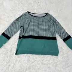 【a0031】a.v.v 未使用級 長袖セーター グリーン L 大きいサイズ