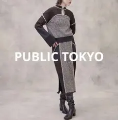 ブロッキングジャガードニットスカート スリットのサムネイル