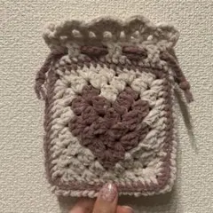 かぎ編み ハートモチーフ 巾着ポーチ プリンセスモール