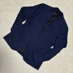 【美品】H&M リネン混 テーラードジャケット ネイビー スリムフィット Lのサムネイル