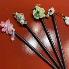 かんざし 和風 花柄 花模様 桜 小菊 小花 バラ 簪 髪飾り　3本セット