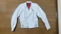 HORN WORKS ホワイト レザー ライダースジャケット S ダブル 白