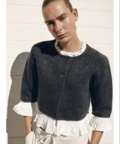 完売 ZARAポプリンコンビニットジャケット ダークグレー色 Mサイズ