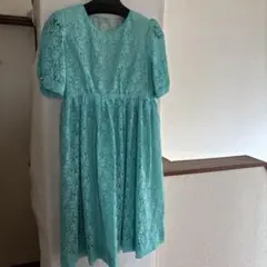 水色レースフレアドレス（キッズ）