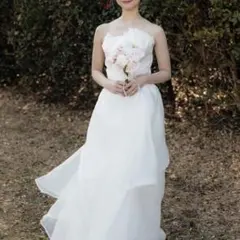 ウェディングドレス 前撮り 2way パフスリーブ Mサイズ Aライン 結婚式
