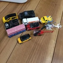 ミニカーセット 10台 ヘリコプター バス SUV