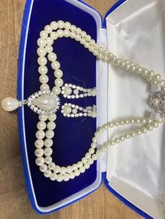 パール2連ネックレスとイヤリングセット