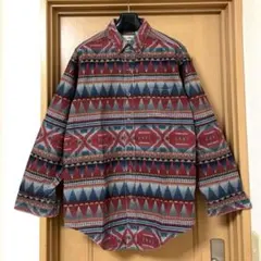 USA製 エルエルビーン ビンテージ 総柄 ネイティブ ヘビー ネルシャツ