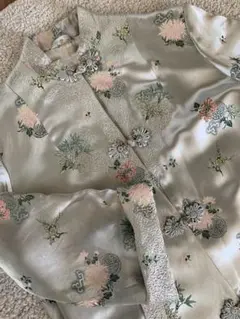 古着　シルバー　ボタニカルチャイナコート