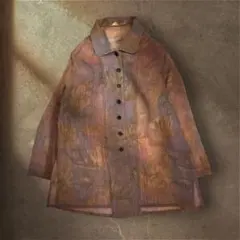 90's vintage レース シャツ 7部丈 花柄 パープル グランジ