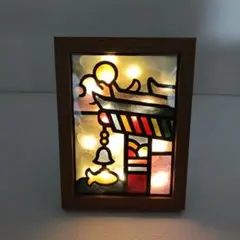 ステンドグラス風 照明 装飾品 額縁 インテリア 20×15×1.5cm