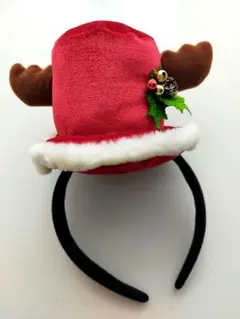 トナカイの角付きサンタ帽カチューシャ