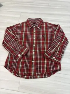 00s【アーカイブ品】ラルフローレン 長袖シャツ 赤チェック 100