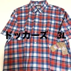新品タグ付き❣️ ドッカーズ　赤青のチェック柄 半袖シャツ XXL (3L)