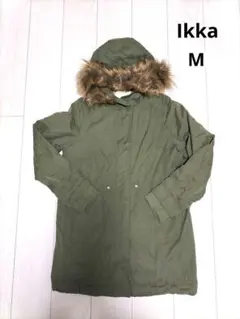 ikka ファー付きオリーブグリーンモッズコート