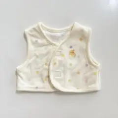 西松屋 ひよこ 刺繍 ベビーベスト 50 60 70 ドッド クリーム テープ