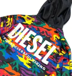 DIESELパーカー バックプリント ジップアップカモフラ サイズ S