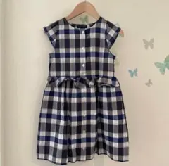 12【130】BeBe べべ　チェック　フリル　ワンピース