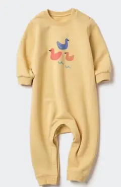 ユニクロベビー UNIQLO イエロー アヒルロンパース 60cm スウェット