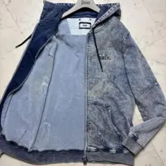極美品/L BALR パーカー　ダメージ加工 ストレッチ デニム メタルロゴ