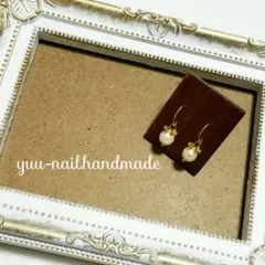 ♡016①♡ゆらゆら揺れる一粒パールピアス/貝パール/ゴールド