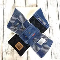 デニムリメイクマフラー ❤️ボア パッチワーク 男前 ヒッコリー