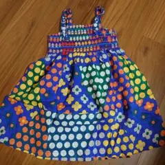 90サイズ　カラフル　ワンピース　イエローフェイス