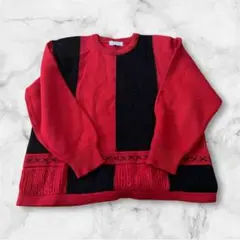 限定価格！ブラックとレッドの個性的セーター