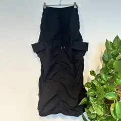 ドレープ加工 黒ロングスカート　ワーク　ジャージ　新品未使用美品　y2k