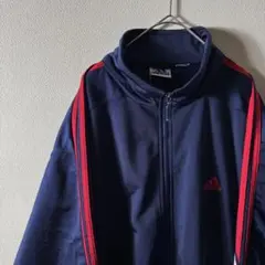 希少 90s adidas ワンポイント 刺繍 トラックジャケット ネイビー