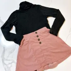 長袖カットソー スカート 130 2点セット タートル トップス