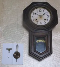 精工舎　八角　刷毛目　柱時計　古時計　振り子　ゼンマイ　ボンボン　レトロ　雑貨 精工舎 八角 刷毛目 柱時計 古時計 振り子 ゼンマイ ボンボン