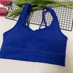 alo yoga ストラップ スポーツブラ ブルー Sサイズ - メルカリ