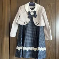 ファミリア風チェック柄ワンピースとジャケットアンサンブルセット