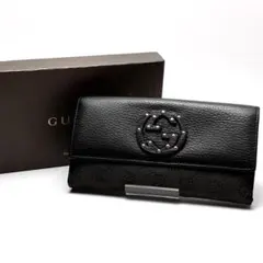 436 GUCCI インターロッキング Gロゴ スタッズ 二つ折り 長財布 - メルカリ