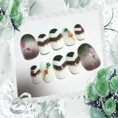 現品 No.638 三色団子 緑×茶色 春 10枚 グラデーション 和スイーツ