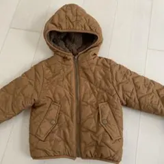 ブラウン キルティングアウター フード付き　美品