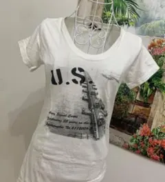 プリント ホワイトTシャツ Sサイズ