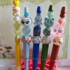 カスタムボールペン4本、シャープペン1本各種ビーズセット