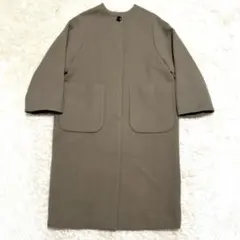 近年モデル✨SLOBE IENA ノーカラーコート 比翼仕立て ベージュ M