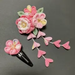 ドール用 和色葡萄色花びら 髪飾り パープル リカちゃん 着物 振袖 紫
