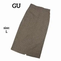 【美品】 GU ジーユー ロングスカート タイト チェック柄 スリット 春