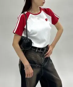SLOPPY ラグランTシャツ レッド ホワイト