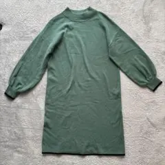 【試着のみ】SHOO-LA-RUEグリーン ニット バルーンワンピース　Mサイズ